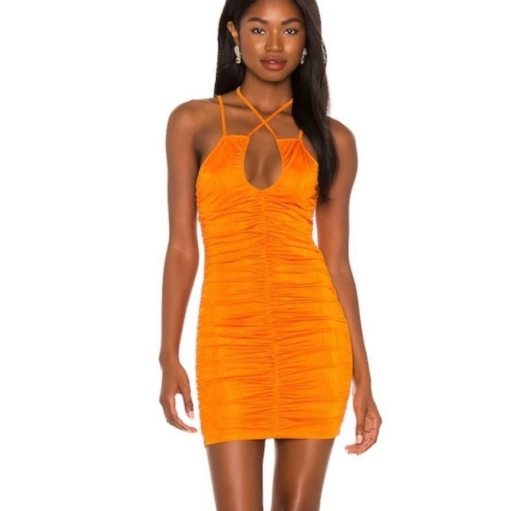 Superdown Jordan Criss Cross Dress in Orange Size XXS